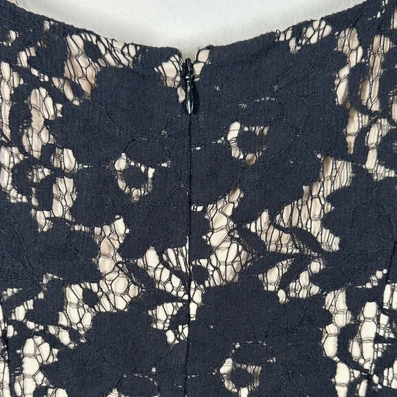 Maggy London Black Nude Floral Lace Fit & Flare Mini Dress Women’s 6 - Picture 8 of 8